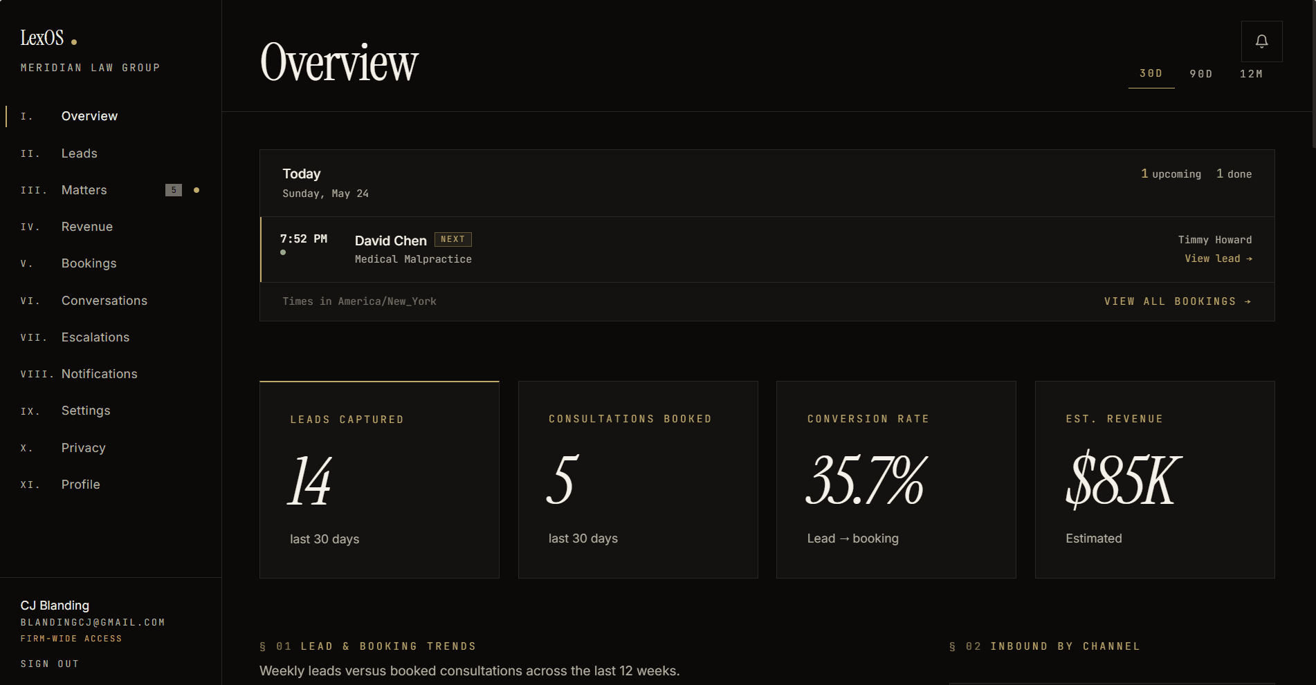 LexOS Overview view